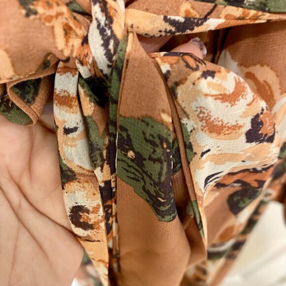 PINK + SOPHIE PINK/MAUVE FLORAL MAXI WRAP DRESS - Picture 7 of 9